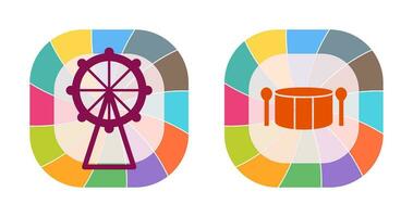 Ferris Wheel and Drum Icon vector