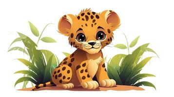 a cute little Jaguar in vector style. Generative AI photo