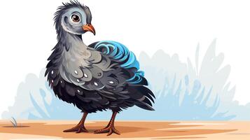 a cute little Guineafowl in vector style. Generative AI photo