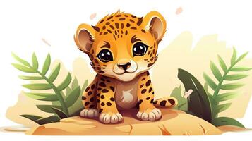 a cute little Jaguar in vector style. Generative AI photo