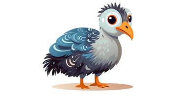 a cute little Guineafowl in vector style. Generative AI photo