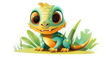 un linda pequeño iguana en vector estilo. generativo ai foto