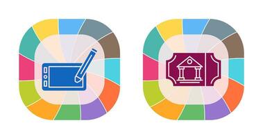 Drawing Tablet and Museum Ticket Icon vector