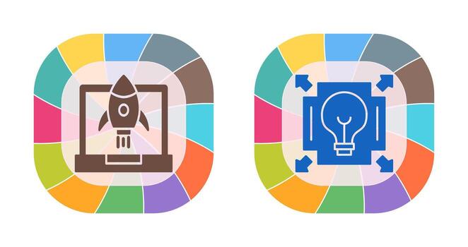 puesta en marcha y difusión icono vector