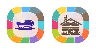 Snowmobile and Cabin Icon vector