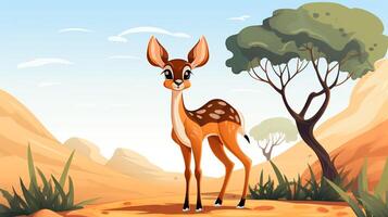 a cute little Gazelle in vector style. Generative AI photo