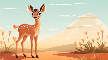 a cute little Gazelle in vector style. Generative AI photo