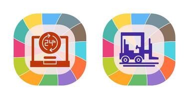 24 hours and forklift Icon vector