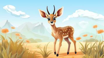 a cute little Gazelle in vector style. Generative AI photo