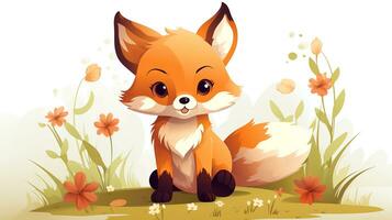 a cute little Fox in vector style. Generative AI photo