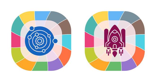 solar sistemas y espacio lanzadera icono vector
