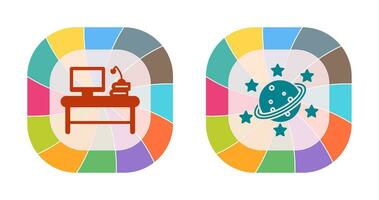 Desktop and Saturn Icon vector