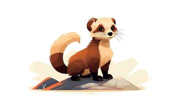 a cute little Ferret in vector style. Generative AI photo