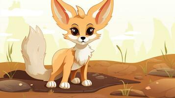 a cute little Fennec Fox in vector style. Generative AI photo