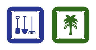 Gardening Tools and Palm tree Icon vector