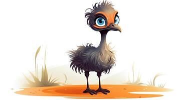 a cute little Emu in vector style. Generative AI photo