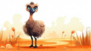 a cute little Emu in vector style. Generative AI photo