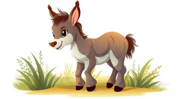 a cute little Donkey in vector style. Generative AI photo