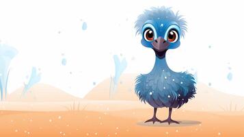 a cute little Emu in vector style. Generative AI photo