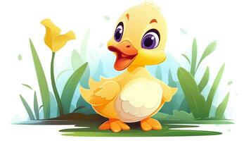 a cute little Duck in vector style. Generative AI photo