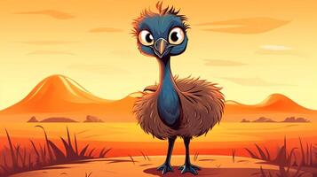 a cute little Emu in vector style. Generative AI photo