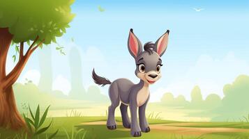 a cute little Donkey in vector style. Generative AI photo