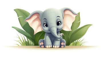 a cute little Elephant in vector style. Generative AI photo