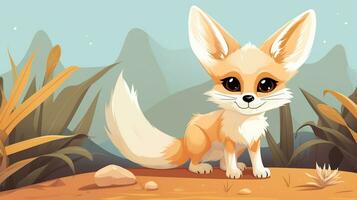 a cute little Fennec Fox in vector style. Generative AI photo