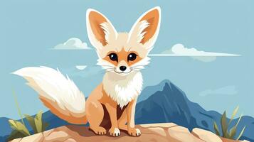 un linda pequeño fennec zorro en vector estilo. generativo ai foto