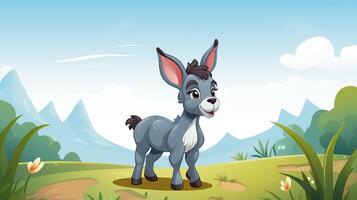 un linda pequeño Burro en vector estilo. generativo ai foto