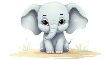 a cute little Elephant in vector style. Generative AI photo