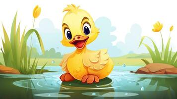 a cute little Duck in vector style. Generative AI photo