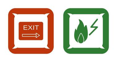 exit and electricity fire Icon vector