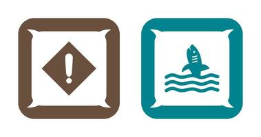 caution sign and dangerous shark  Icon vector