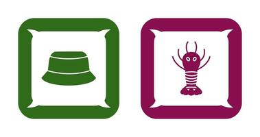 Men Hat and Lobster Icon vector