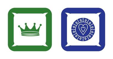 king crown and heart chip Icon vector