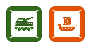 Infantry Tank and Viking Ship Icon vector