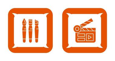 Brushes and Clapper Board Icon vector