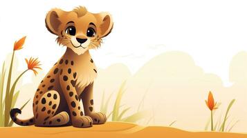 a cute little Cheetah in vector style. Generative AI photo