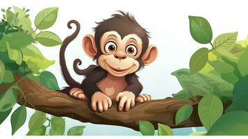 a cute little Chimpanzee in vector style. Generative AI photo