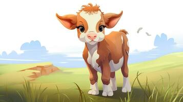 un linda pequeño vaca en vector estilo. generativo ai foto