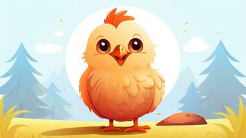 a cute little Chicken in vector style. Generative AI photo