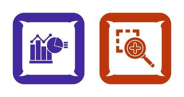 Bar Chat and Zoom In Icon vector
