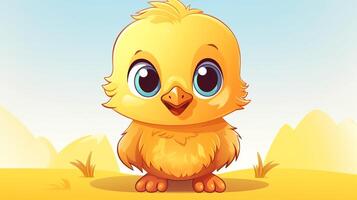 a cute little Chicken in vector style. Generative AI photo