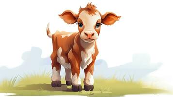 a cute little Cow in vector style. Generative AI photo