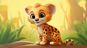 a cute little Cheetah in vector style. Generative AI photo