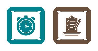 Stopwatch and Check List Icon vector