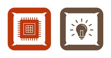 Processor and Light Bulb Icon vector