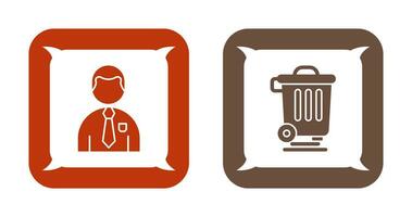 Employee and Dustbin Icon vector