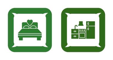 Bedroom and Kitchen Icon vector